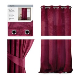 Zasłona VELVET kolor czerwony  przelotki srebrne velvet 140x270 ameliahome - CURT/AH/VELVET/EYELETS/WINE/140X270/1