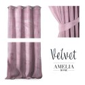 Zasłona VELVET kolor pudrowy róż  przelotki srebrne velvet 140x270 ameliahome - CURT/AH/VELVET/EYELETS/PINK/140X27