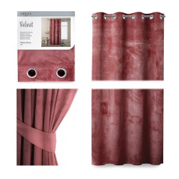 Zasłona VELVET kolor różowy  przelotki srebrne velvet 140x245 ameliahome - CURT/AH/VELVET/EYELETS/ROSE/140X245/1PC