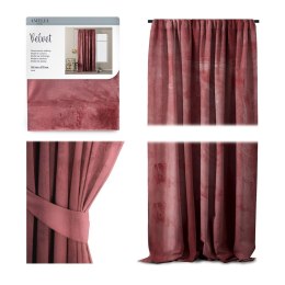 Zasłona VELVET kolor różowy   velvet 140x270 ameliahome - CURT/AH/VELVET/PLEAT/ROSE/140X270/1PC