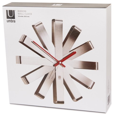 Zegar RIBBON kolor szary umbra - CLOCK/RIBBON/WALL/STEEL