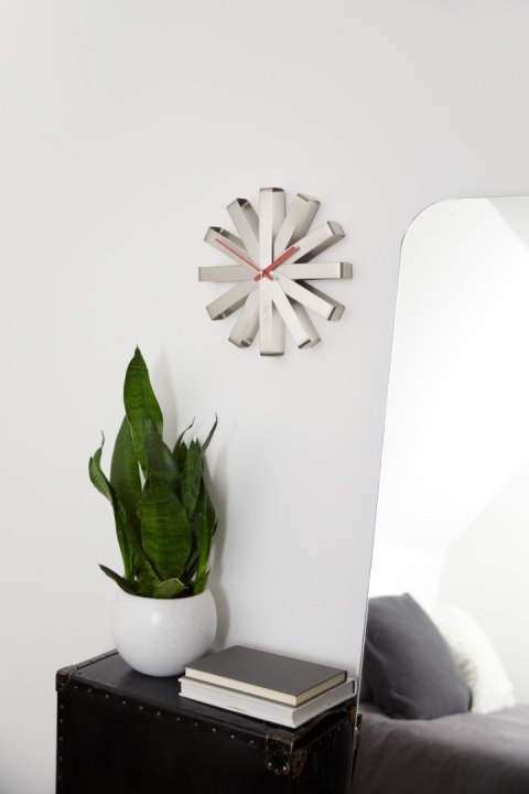 Zegar RIBBON kolor szary umbra - CLOCK/RIBBON/WALL/STEEL
