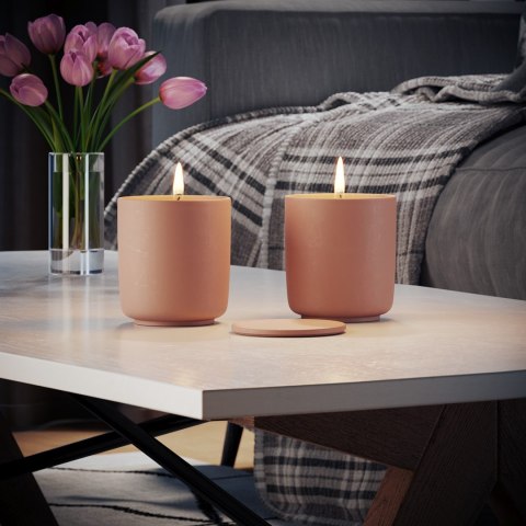 Świecznik BRUMBY  pudrowy róż styl nowoczesny do wewnątrz ameliahome - CANDLEHOLDER/AH/BRUMBY/ROSE/8,5X9,4