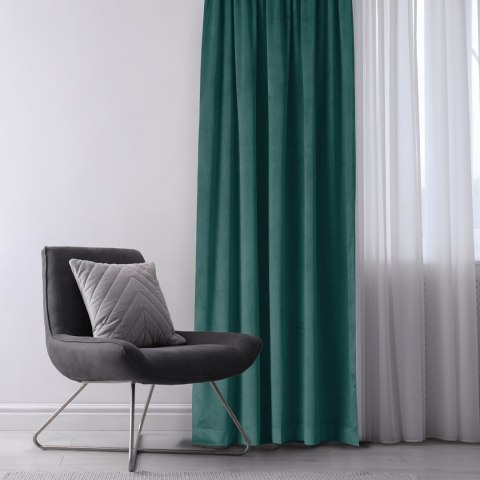 Zasłona VILA morski srebrne przelotki metalowe srebrne velvet 135x245 homede - CURT/HOM/VILA/VELVET/EYELETS