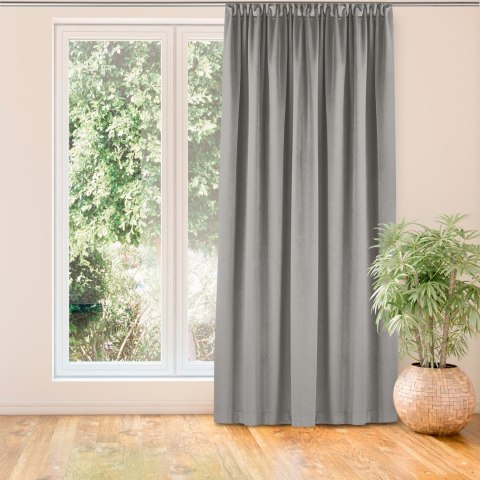 Zasłona VILA  szary   smok transparentna 10 cm velvet 135x270 homede - CURT/HOM/VILA/VELVET/PLEAT/D/100/
