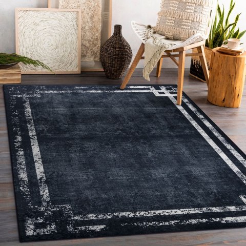 Dywan krótkowłosy ARLEN FRAME  czarny styl glamour 80x150 hakano - RUG/LU/ARLEN/FRAME/BLACK+WHITE/80x150