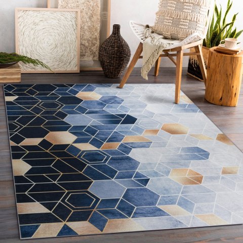 Dywan krótkowłosy ARLEN CUBE  niebieski motyw geometryczny styl nowoczesny 160x220 hakano - RUG/LU/ARLEN/CUBE/BLUE/160x220