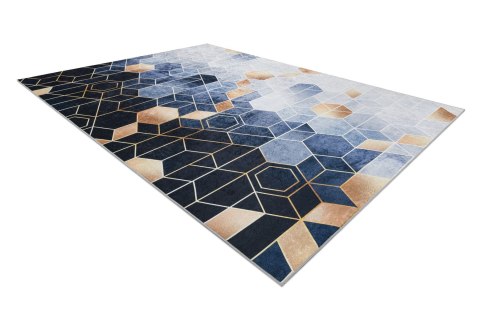 Dywan krótkowłosy ARLEN CUBE  niebieski motyw geometryczny styl nowoczesny 80x150 hakano - RUG/LU/ARLEN/CUBE/BLUE/80x150