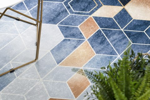 Dywan krótkowłosy ARLEN CUBE  niebieski motyw geometryczny styl nowoczesny 80x150 hakano - RUG/LU/ARLEN/CUBE/BLUE/80x150