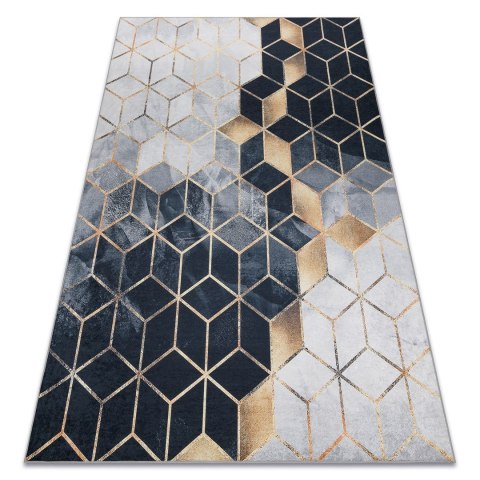 Dywan krótkowłosy ARLEN CUBE2  czarny motyw geometryczny styl nowoczesny 80x150 hakano - RUG/LU/ARLEN/CUBE2/BLACK+GOLD/80x