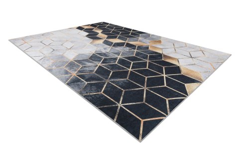 Dywan krótkowłosy ARLEN CUBE2  czarny motyw geometryczny styl nowoczesny 80x150 hakano - RUG/LU/ARLEN/CUBE2/BLACK+GOLD/80x