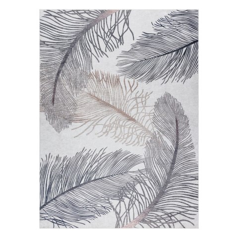 Dywan krótkowłosy ARLEN FEATHERS  niebieski motyw zwierzęcy styl boho 120x170 hakano - RUG/LU/ARLEN/FEATHERS/BEIGE/120x170