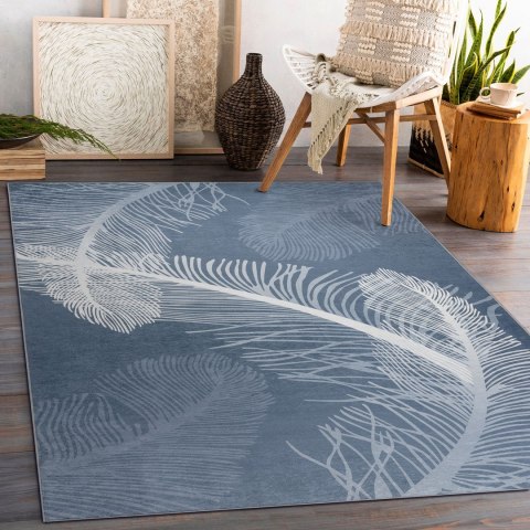 Dywan krótkowłosy ARLEN FEATHERS  niebieski styl boho 120x170 hakano - RUG/LU/ARLEN/FEATHERS/BLUE/120x170