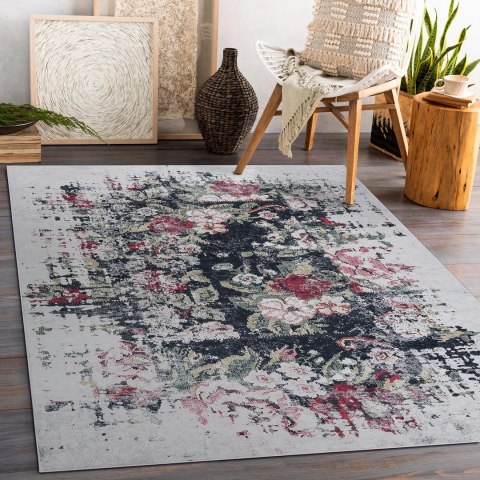 Dywan krótkowłosy ARLEN FLOWERS  biały styl abstrakcyjny 160x220 hakano - RUG/LU/ARLEN/FLOWERS/WHITE+RED/160x220