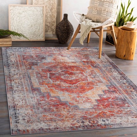 Dywan krótkowłosy ARLEN FRAME3 czerwony styl vintage 120x170 hakano - RUG/LU/ARLEN/FRAME3/RED/120x170