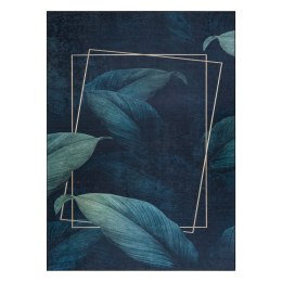 Dywan krótkowłosy ARLEN LEAVES  granatowy motyw glamour styl tropikalny 160x220 hakano - RUG/LU/ARLEN/LEAVES/BLUE/160x220