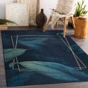 Dywan krótkowłosy ARLEN LEAVES  granatowy motyw glamour styl tropikalny 160x220 hakano - RUG/LU/ARLEN/LEAVES/BLUE/160x220