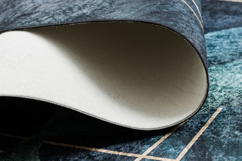 Dywan krótkowłosy ARLEN LEAVES  granatowy motyw glamour styl tropikalny 160x220 hakano - RUG/LU/ARLEN/LEAVES/BLUE/160x220