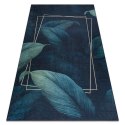 Dywan krótkowłosy ARLEN LEAVES  granatowy motyw glamour styl tropikalny 80x150 hakano - RUG/LU/ARLEN/LEAVES/BLUE/80x150