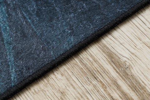 Dywan krótkowłosy ARLEN LEAVES  granatowy motyw glamour styl tropikalny 80x150 hakano - RUG/LU/ARLEN/LEAVES/BLUE/80x150