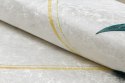 Dywan krótkowłosy ARLEN LEAVES1  biały motyw glamour styl tropikalny 120x170 hakano - RUG/LU/ARLEN/LEAVES1/WHITE+GOLD/120x