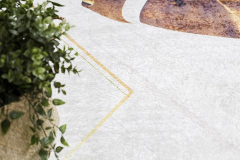 Dywan krótkowłosy ARLEN LEAVES1  biały motyw glamour styl tropikalny 80x150 hakano - RUG/LU/ARLEN/LEAVES1/WHITE+GOLD/80x15