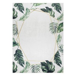 Dywan krótkowłosy ARLEN LEAVES2  biały motyw roślinny styl tropikalny 120x170 hakano - RUG/LU/ARLEN/LEAVES2/WHITE+GREEN/12