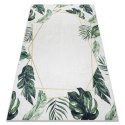 Dywan krótkowłosy ARLEN LEAVES2  biały motyw roślinny styl tropikalny 120x170 hakano - RUG/LU/ARLEN/LEAVES2/WHITE+GREEN/12