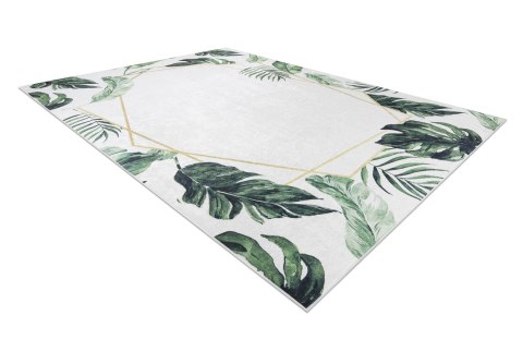 Dywan krótkowłosy ARLEN LEAVES2  biały motyw roślinny styl tropikalny 160x220 hakano - RUG/LU/ARLEN/LEAVES2/WHITE+GREEN/16