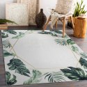 Dywan krótkowłosy ARLEN LEAVES2  biały motyw roślinny styl tropikalny 160x220 hakano - RUG/LU/ARLEN/LEAVES2/WHITE+GREEN/16