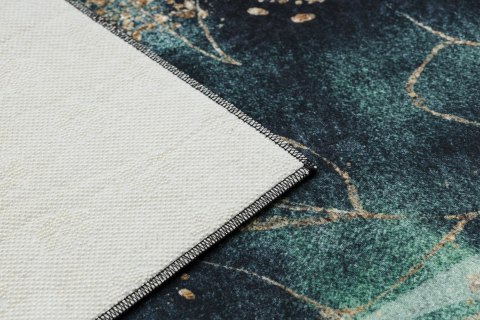 Dywan krótkowłosy ARLEN LEAVES3  czarny motyw glamour styl tropikalny 120x170 hakano - RUG/LU/ARLEN/LEAVES3/BLACK+TURQUISE