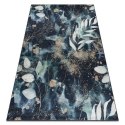 Dywan krótkowłosy ARLEN LEAVES3  czarny motyw glamour styl tropikalny 160x220 hakano - RUG/LU/ARLEN/LEAVES3/BLACK+TURQUISE