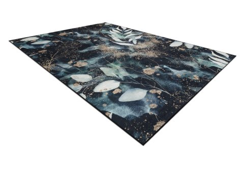Dywan krótkowłosy ARLEN LEAVES3  czarny motyw glamour styl tropikalny 160x220 hakano - RUG/LU/ARLEN/LEAVES3/BLACK+TURQUISE
