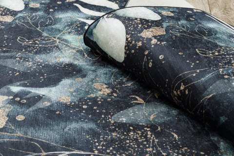 Dywan krótkowłosy ARLEN LEAVES3  czarny motyw glamour styl tropikalny 160x220 hakano - RUG/LU/ARLEN/LEAVES3/BLACK+TURQUISE
