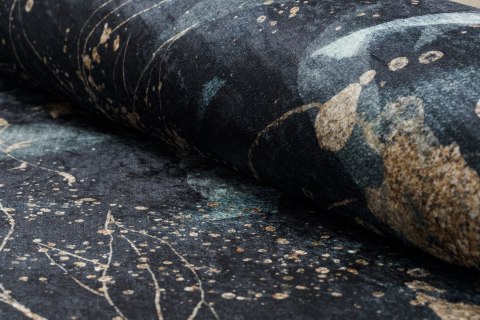 Dywan krótkowłosy ARLEN LEAVES3  czarny motyw glamour styl tropikalny 160x220 hakano - RUG/LU/ARLEN/LEAVES3/BLACK+TURQUISE