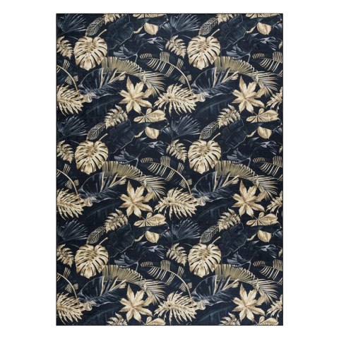 Dywan krótkowłosy ARLEN LEAVES4  czarny motyw roślinny styl tropikalny 120x170 hakano - RUG/LU/ARLEN/LEAVES4/BLACK+GOLD/12