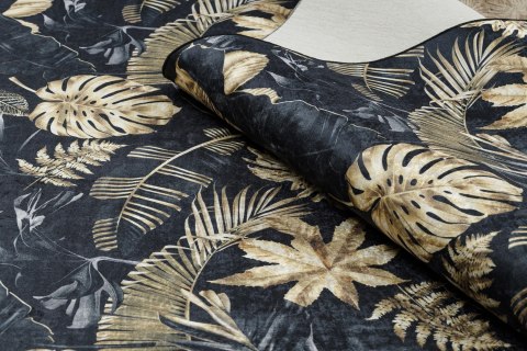 Dywan krótkowłosy ARLEN LEAVES4  czarny motyw roślinny styl tropikalny 120x170 hakano - RUG/LU/ARLEN/LEAVES4/BLACK+GOLD/12