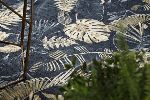 Dywan krótkowłosy ARLEN LEAVES4  czarny motyw roślinny styl tropikalny 160x220 hakano - RUG/LU/ARLEN/LEAVES4/BLACK+GOLD/16