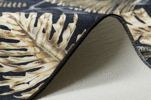 Dywan krótkowłosy ARLEN LEAVES4  czarny motyw roślinny styl tropikalny 160x220 hakano - RUG/LU/ARLEN/LEAVES4/BLACK+GOLD/16