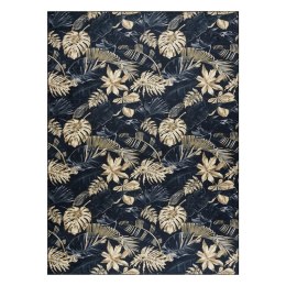 Dywan krótkowłosy ARLEN LEAVES4  czarny motyw roślinny styl tropikalny 80x150 hakano - RUG/LU/ARLEN/LEAVES4/BLACK+GOLD/80x