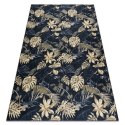 Dywan krótkowłosy ARLEN LEAVES4  czarny motyw roślinny styl tropikalny 80x150 hakano - RUG/LU/ARLEN/LEAVES4/BLACK+GOLD/80x