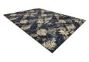 Dywan krótkowłosy ARLEN LEAVES4  czarny motyw roślinny styl tropikalny 80x150 hakano - RUG/LU/ARLEN/LEAVES4/BLACK+GOLD/80x
