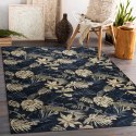 Dywan krótkowłosy ARLEN LEAVES4  czarny motyw roślinny styl tropikalny 80x150 hakano - RUG/LU/ARLEN/LEAVES4/BLACK+GOLD/80x