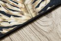 Dywan krótkowłosy ARLEN LEAVES4  czarny motyw roślinny styl tropikalny 80x150 hakano - RUG/LU/ARLEN/LEAVES4/BLACK+GOLD/80x