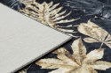 Dywan krótkowłosy ARLEN LEAVES4  czarny motyw roślinny styl tropikalny 80x150 hakano - RUG/LU/ARLEN/LEAVES4/BLACK+GOLD/80x