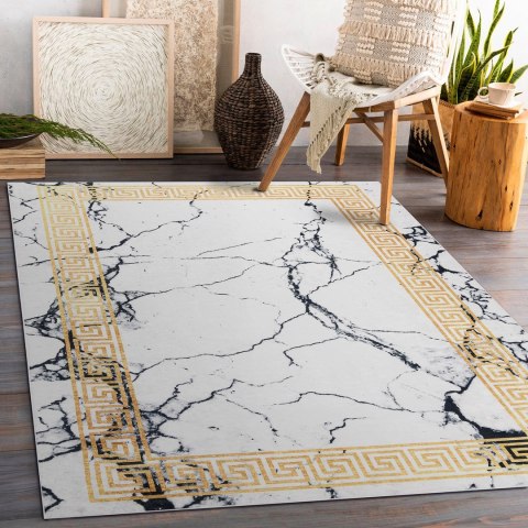 Dywan krótkowłosy ARLEN MARBLE4  biały motyw glamour styl glamour 120x170 hakano - RUG/LU/ARLEN/MARBLE4/WHITE+GOLD/120x170