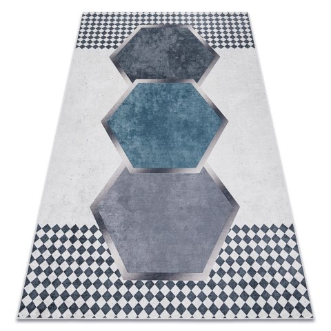 Dywan krótkowłosy ARLEN RHOMBUS  biały styl aztecki 80x150 hakano - RUG/LU/ARLEN/RHOMBUS/WHITE+BLACK/80x150
