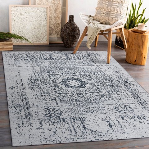 Dywan krótkowłosy ARLEN ROSETTE  biały styl vintage 120x170 hakano - RUG/LU/ARLEN/ROSETTE/WHITE+BLACK/120x170