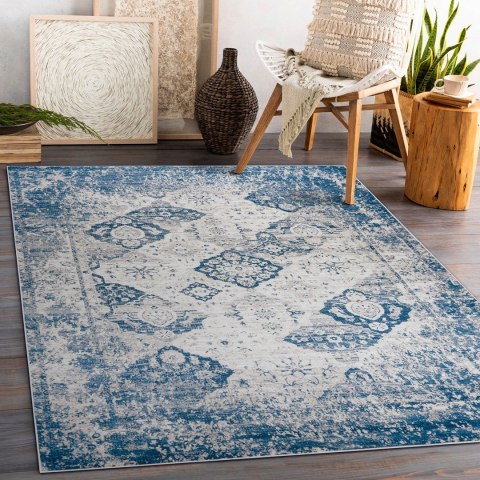 Dywan krótkowłosy ARLEN ROSETTE2  beżowy styl vintage 160x220 hakano - RUG/LU/ARLEN/ROSETTE2/BEIGE+BLUE/160x220