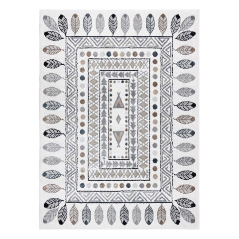 Dywan FUN Teepee dla dzieci, wzór indiański, ramka krem - RUG/LU/BEO/TEEPEE/CREAM/140x190